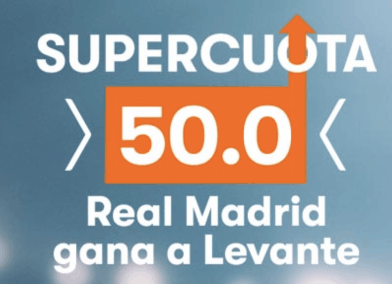 Supercuota Betsson Real Madrid gana al Levante a cuota 50.