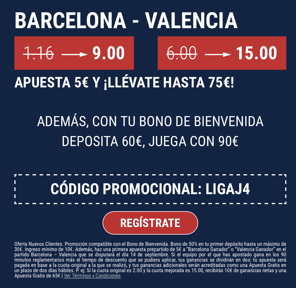 Supercuota Marathonbet Fc Barcelona - Valencia CF.