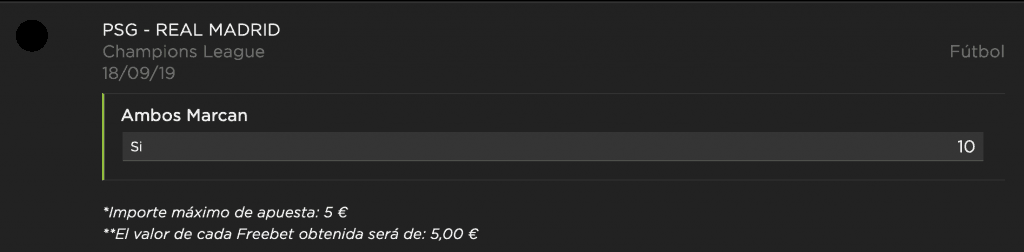 Supercuota Vivelasuerte Champions League PSG - Real Madrid.