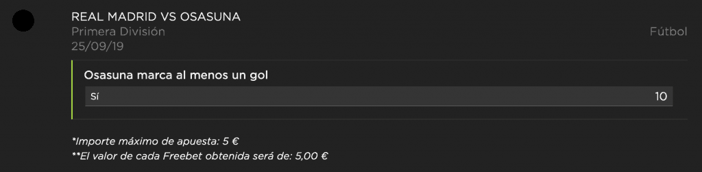 Supercuota vivelasuerte La Liga : Real Madrid - Osasuna.