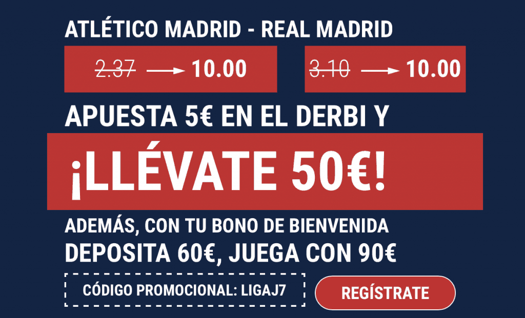 Supercuota Marathonbet Derbi Madrid : Atlético de Madrid - Real Madrid.