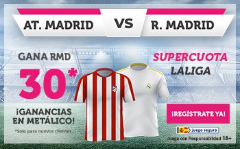 Supercuota wanabet Real Madrid gana al Atlético de Madrid a cuota 30.