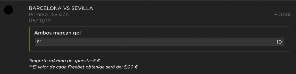 Supercuota Vivelasuerte La Liga : Fc Barcelona - Sevilla FC. Ambos marcan a cuota 10.