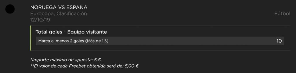 Supercuota vivelasuerte Euro 2020 : Noruega - España.