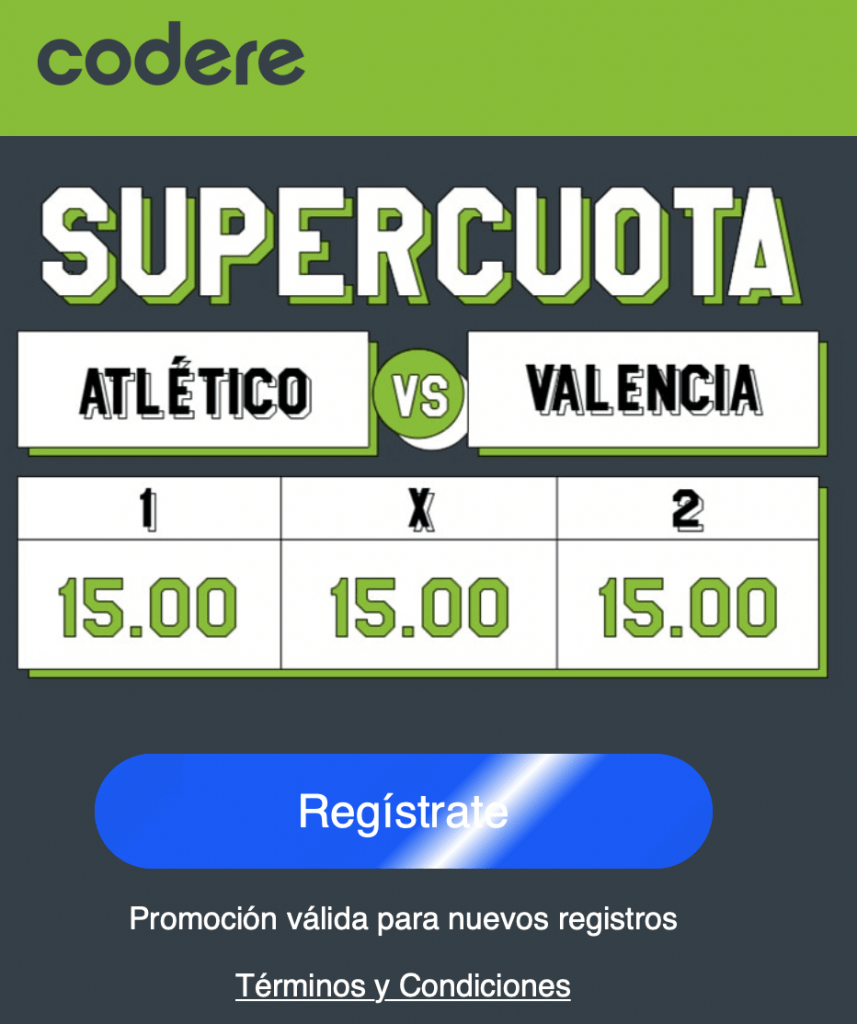 Supercuota Codere Atlético de Madrid - Valencia
