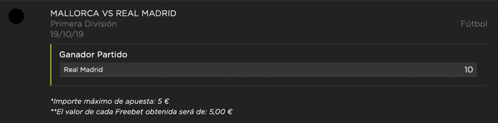 Supercuota vivelasuerte Real Madrid gana al Mallorca a cuota 10.