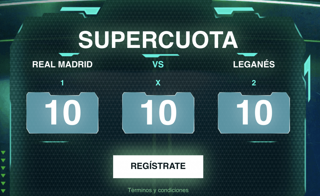 Supercuota Codere Real Madrid gana al Leganés a cuota 10.
