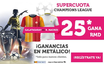 Supercuota wanabet Champions League : Real Madrid gana al Galatasaray a cuota 25.