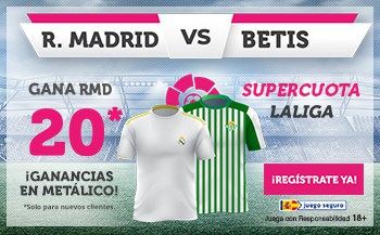 Supercuota wanabet Real Madrid gana al Real Betis a cuota 20.