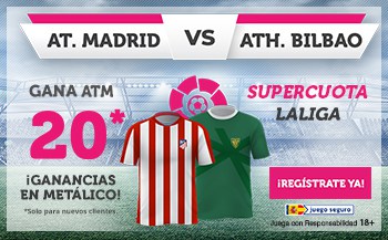 Supercuota wanabet Atlético de Madrid gana al Athletic a cuota 20.