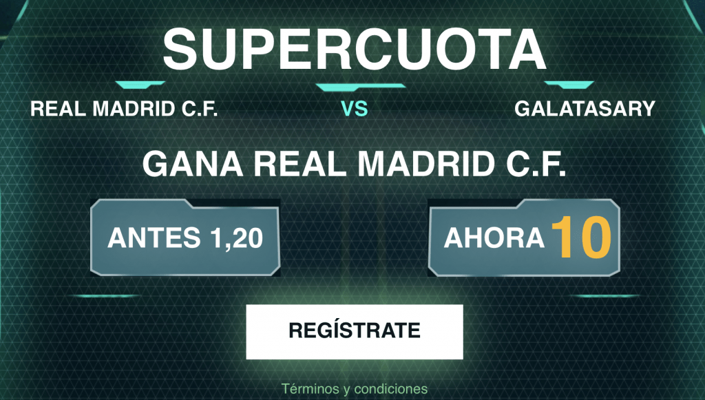 Supercuota Codere Champions League : Real Madrid gana al Galatasaray a cuota 10.