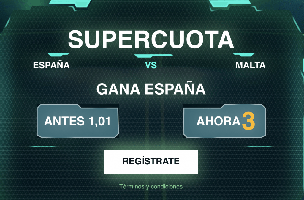 Supercuota Codere España gana a Malta a cuota 3.