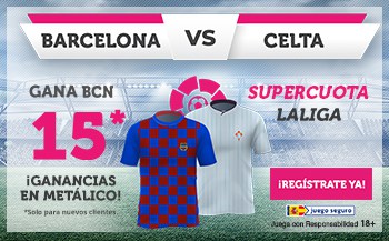 Supercuota Wanabet Barcelona gana al Celta a cuota 15.