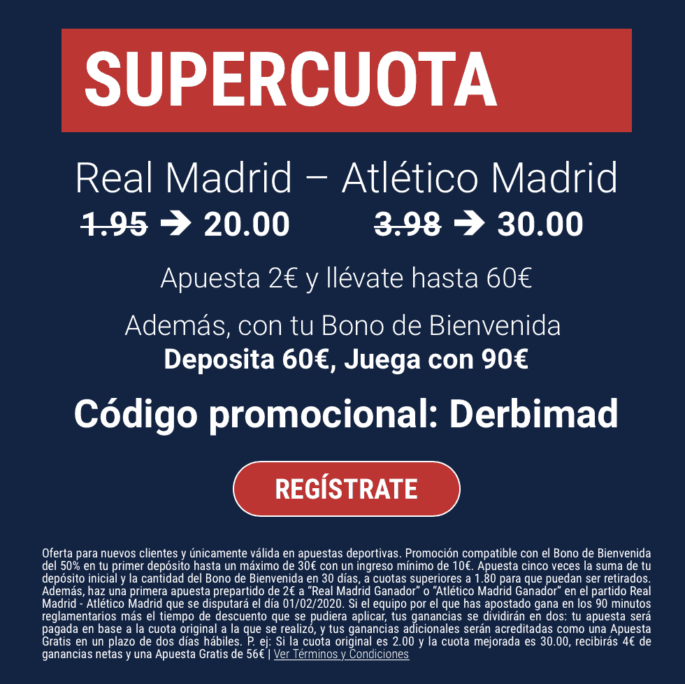 Supercuota Marathonbet Derbi Real Madrid - Atlético de Madrid
