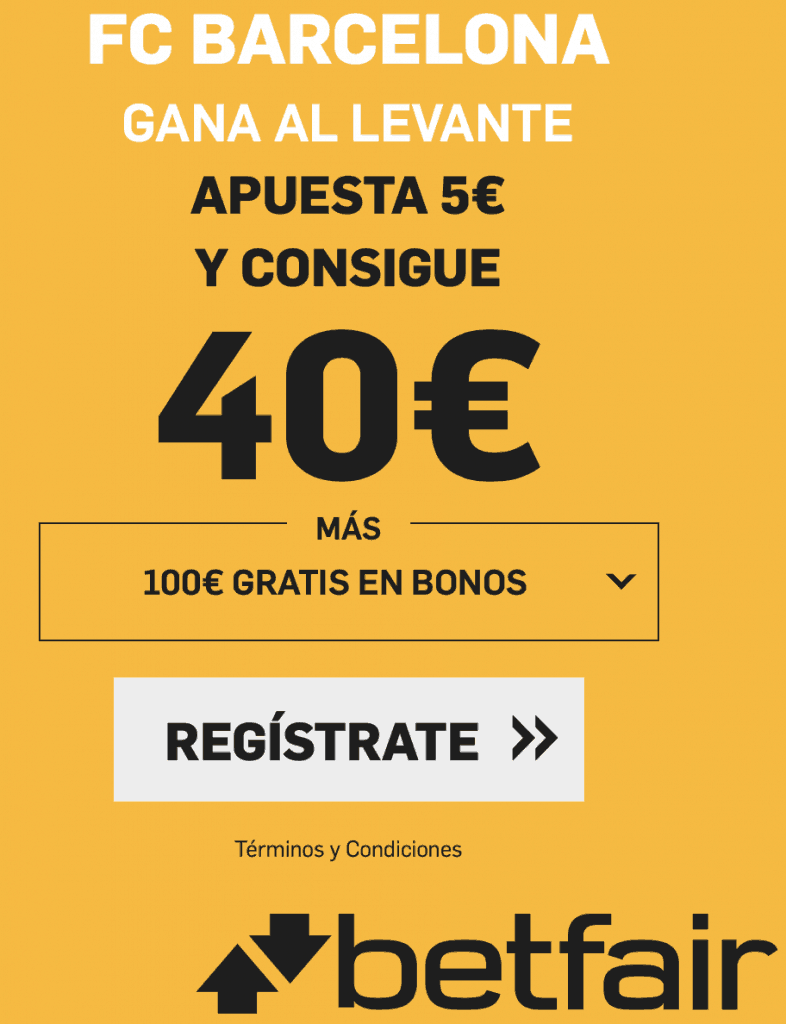 Supercuota betfair Fc Barcelona gana al Levante a cuota 8