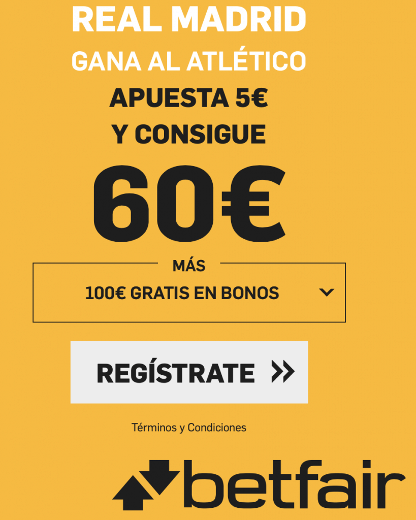 Supercuota betfair Real Madrid gana al Atlético de Madrid a cuota 12