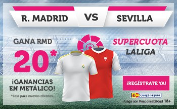 Supercuota Wanabet Liga Real Madrid gana al Sevilla FC a cuota 20