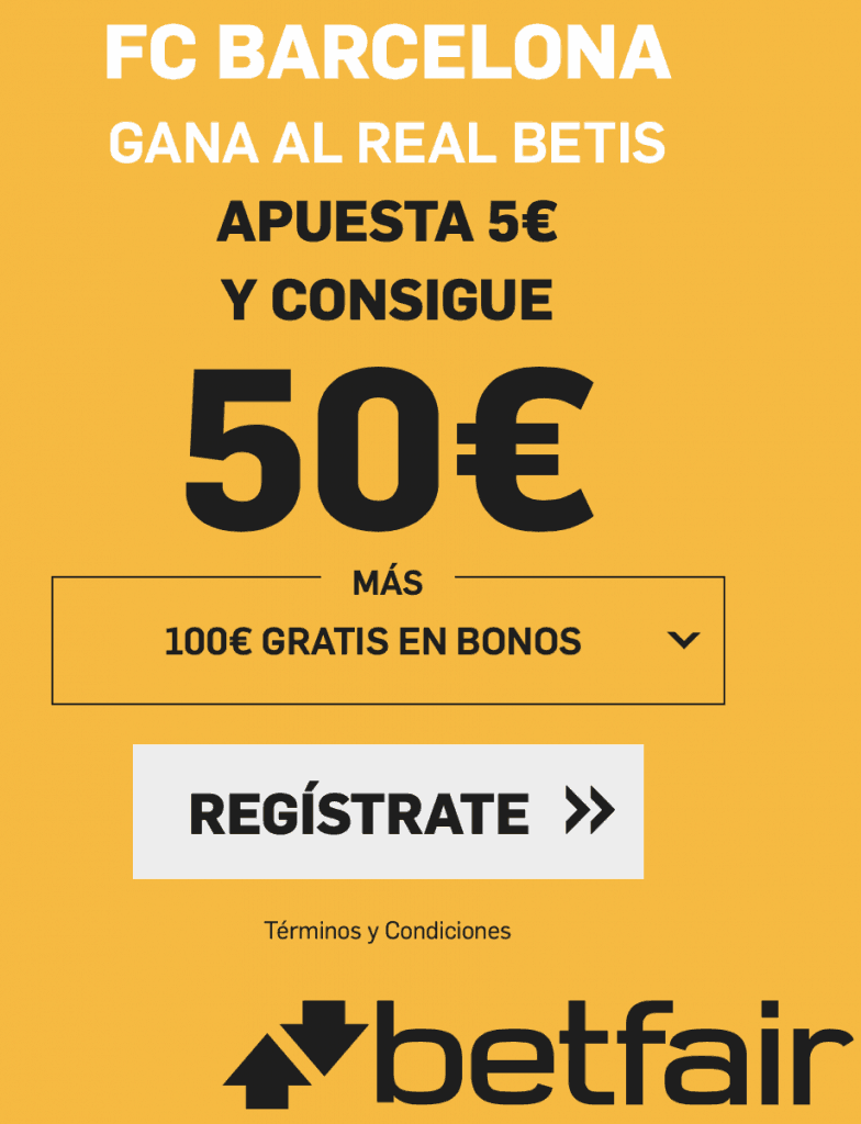 Supercuota betfair Fc Barcelona gana al Betis a cuota 10