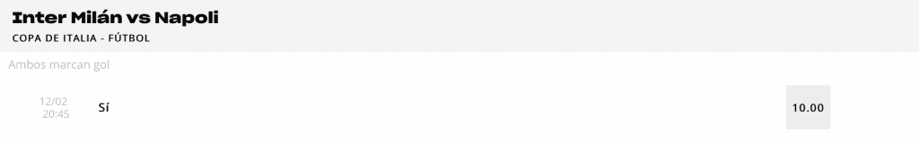 Supercuota Versus : Inter de Milán - Nápoles 