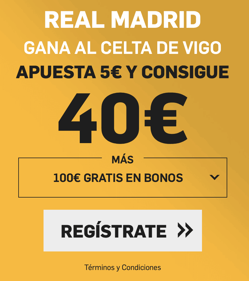 Supercuota betfair Real Madrid gana al Celta a cuota 10