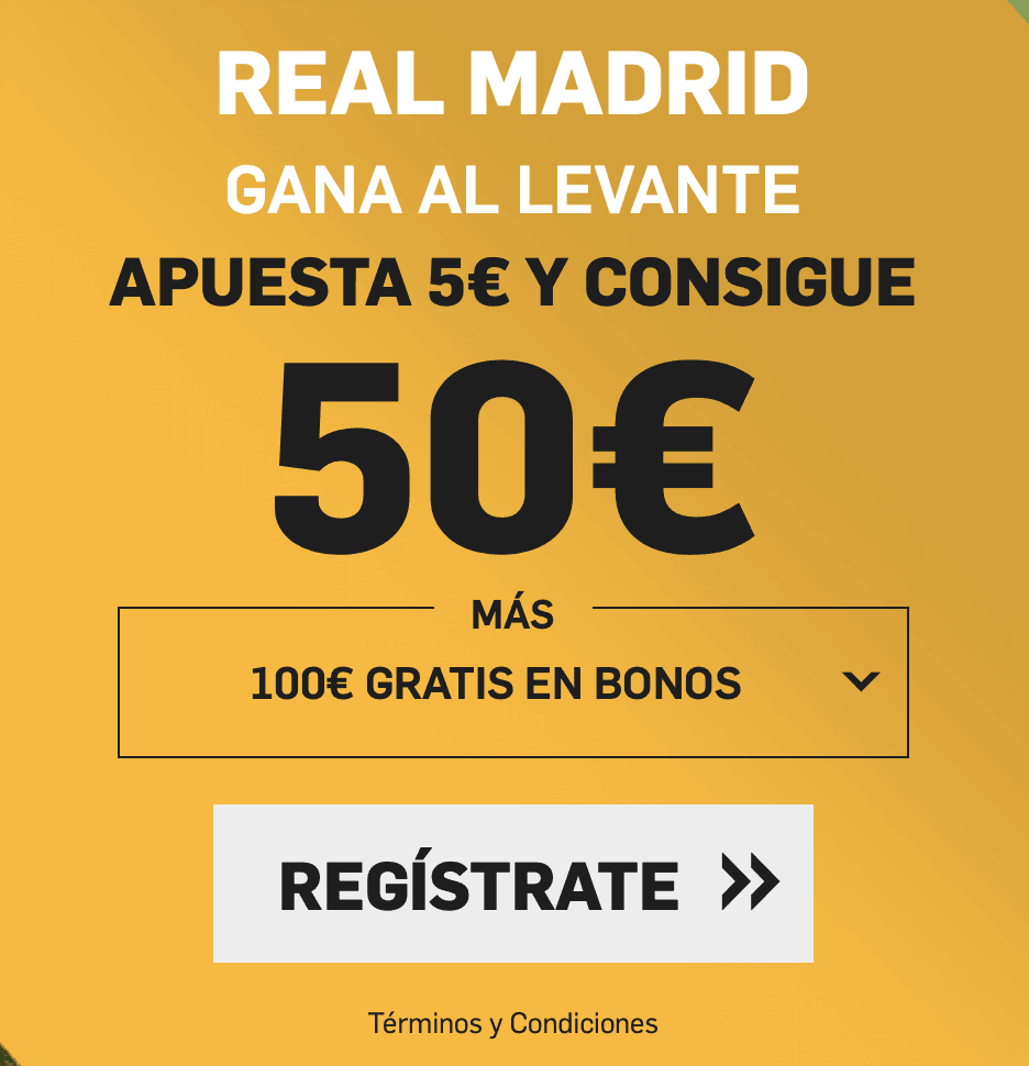 Supercuota betfair Liga Real Madrid gana al Levante a cuota 10