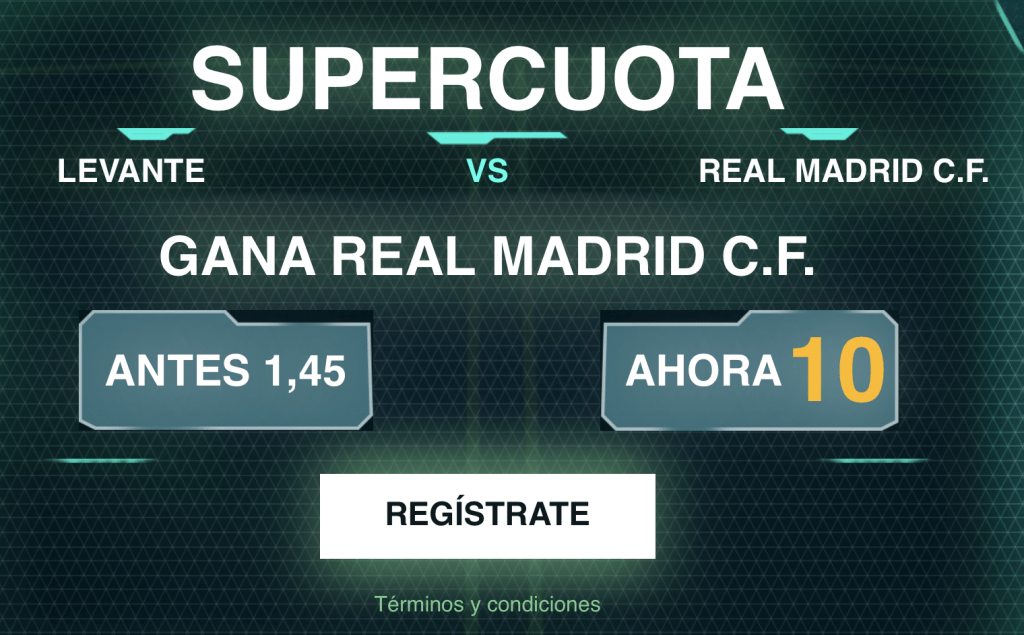 Supercuota Codere Real Madrid gana al Levante a cuota 10