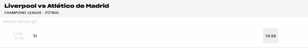 Supercuota Versus Champions League : Liverpool - Atlético de Madrid