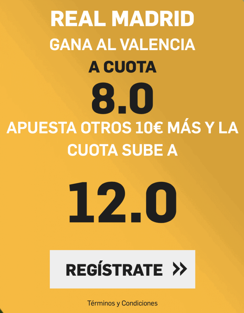 Supercuota betfair Real Madrid - Valencia CF