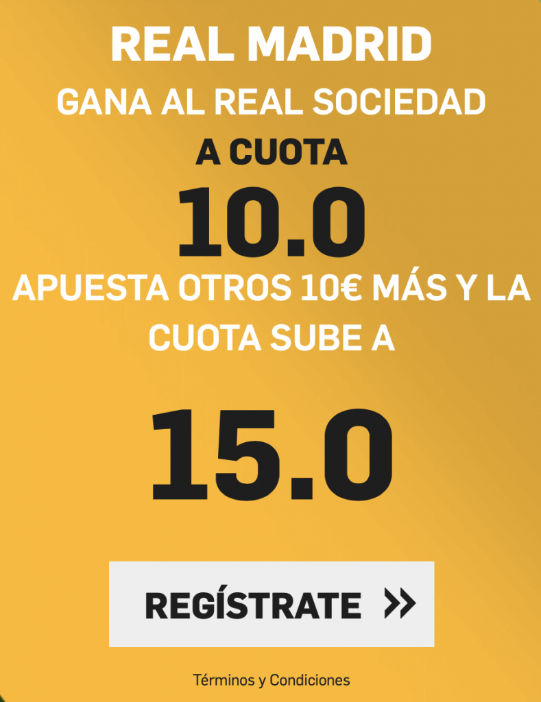 Supercuota betfair Real Sociedad - Real Madrid