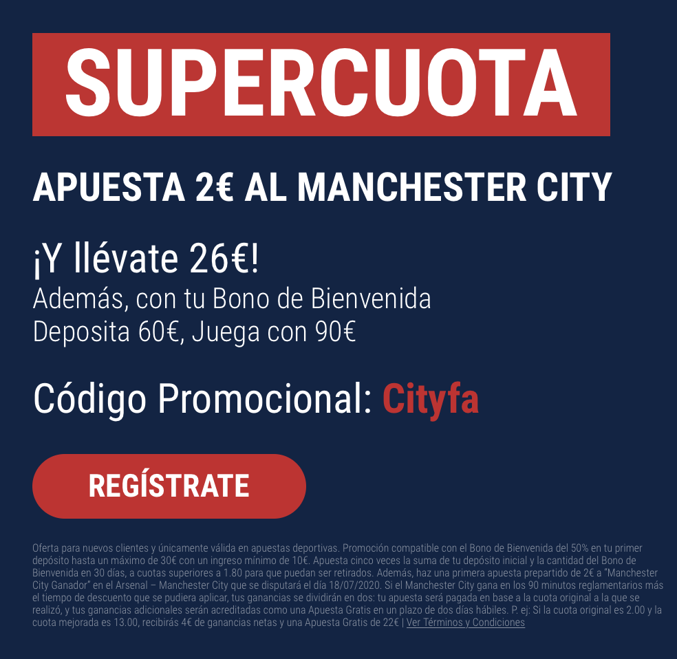 Supercuota Marathonbet Arsenal - Manchester City