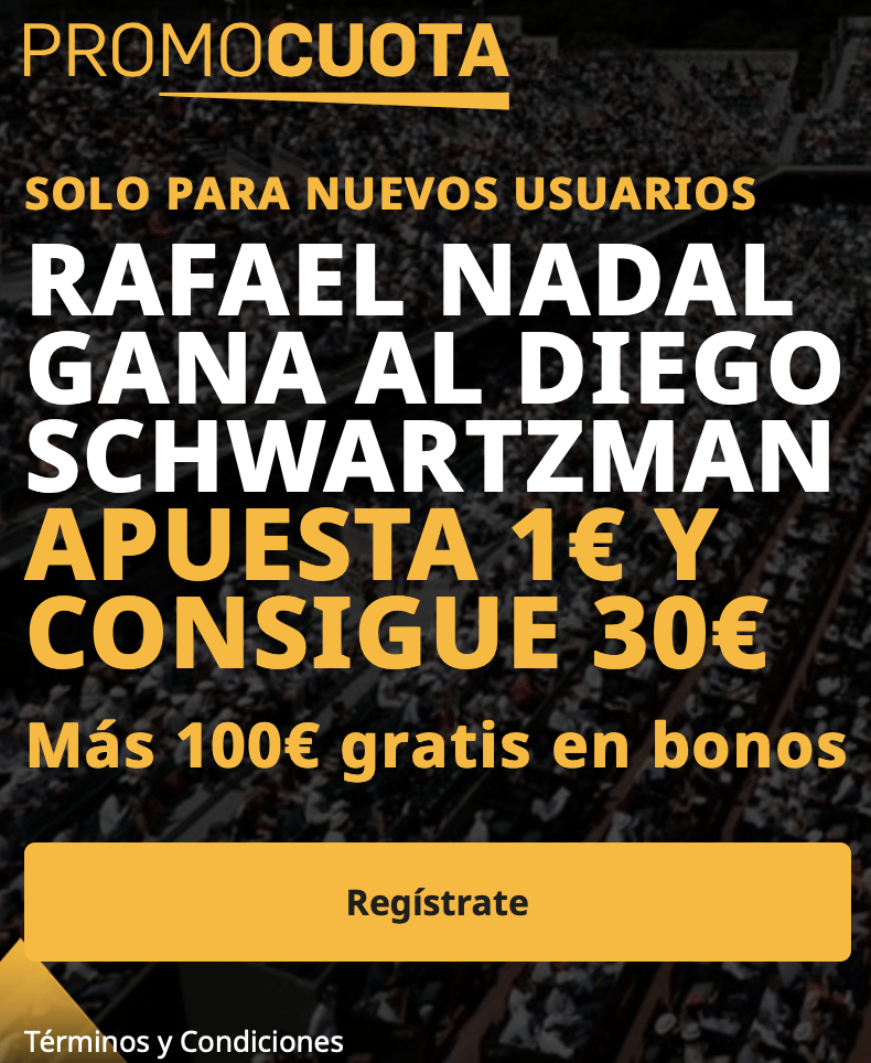 Supercuota betfair tenis Semifinal Roland Garros : Rafa Nadal - Diego Schwartzman.